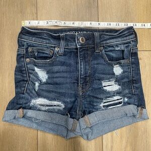 American Eagle Outfitters Women's Distressed Denim Shorts - Blue